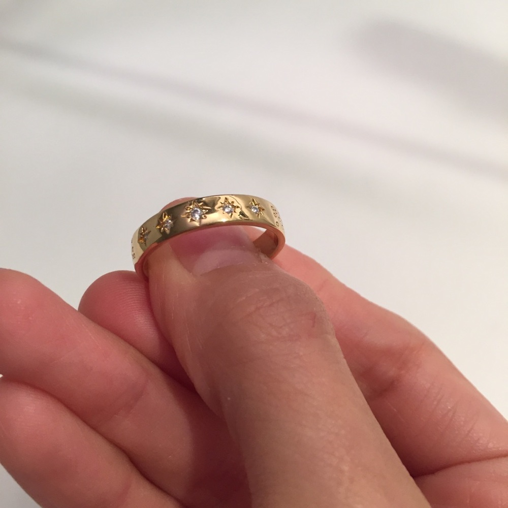 New Vanessa Mooney gold starburst CZ ring